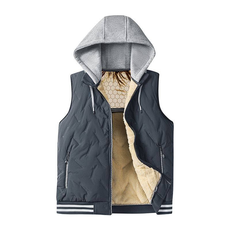 Gilet in grafene foderato in pile da uomo con cappuccio – Gilet termico invernale imbottito per abbigliamento outdoor e urbano (5 taglie, 3 colori)_voghion.com