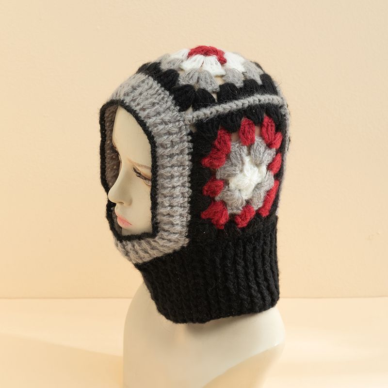 Passamontagna lavorato a maglia - Protezione invernale calda per orecchie e collo, tessuto acrilico morbido, design geometrico retrò, traspirante e antivento per attività all'aperto_voghion.com
