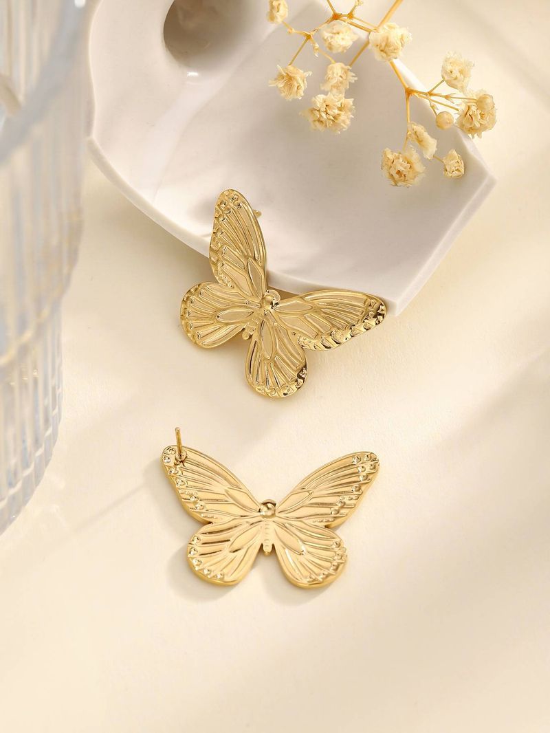 Stile INS Moda Foglia Wer Texture Amore Farfalla Modello Semplice Personalità Temperamento Senso di alta qualità Inossidabile_voghion.com