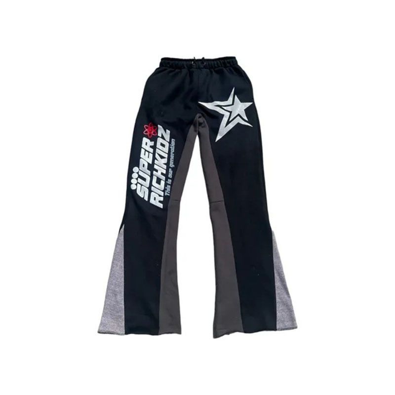 Lässige Hose mit geradem Bein und Buchstabendruck – Retro-Street-Sporthose mit lockerer Passform für Männer und Frauen in mehreren Farben_voghion.com