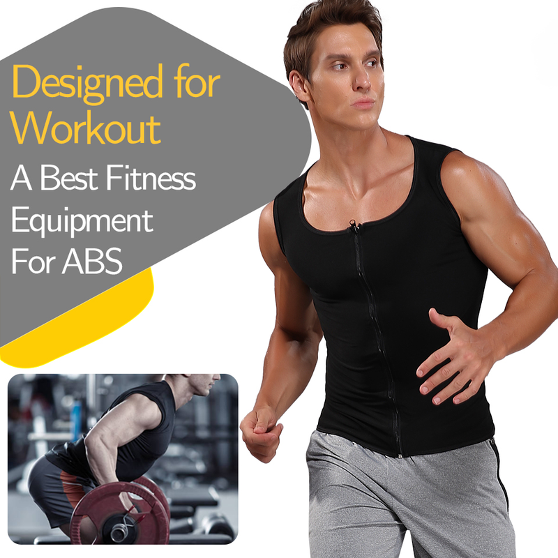 Sudore Uomo Sauna Gilet Vita Trainer Corsetto Cerniera Allenamento Canotta Dimagrante Body Shaper Camicia a compressione Pesare_voghion.com