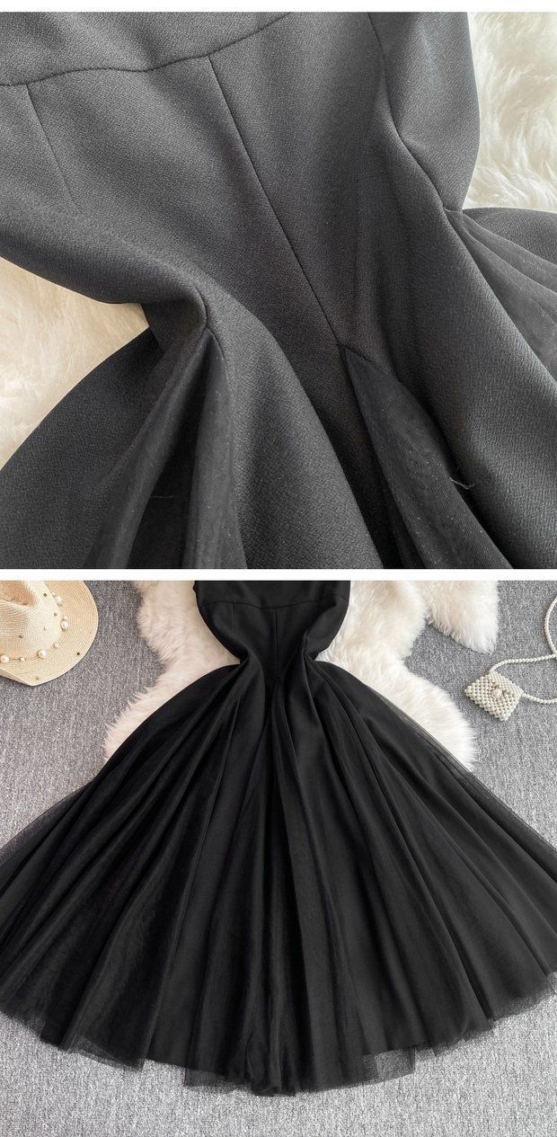 Abito bianco da donna con temperamento francese, colletto quadrato, vita sottile, abito da fata in rete, abito di fascia alta, di media e lunga durata_voghion.com