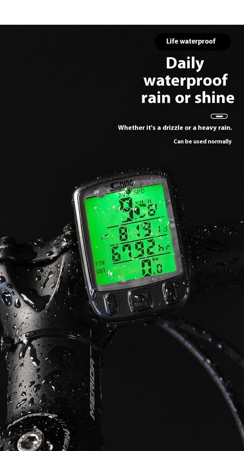 24-Function Screen Shundong SD-563A Mountain Bike Bicycle Speedometer Green Night Light_voghion.com