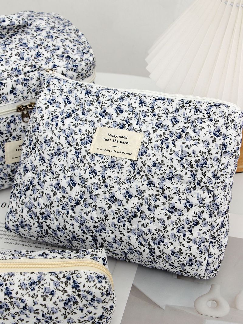 Ins Style Frische und süße Blumen-Make-up-Tasche, süße Kulturtasche für Studenten mit großer Kapazität, tragbare Aufbewahrungstasche für die Hautpflege_voghion.com