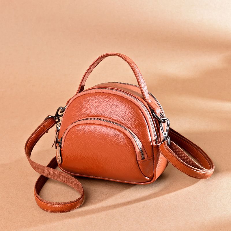 Genuine Leather Fashion Women's Crossbody New High-end Handbag Small Round Versatile Cowhide Shoulder Bag_voghion.com