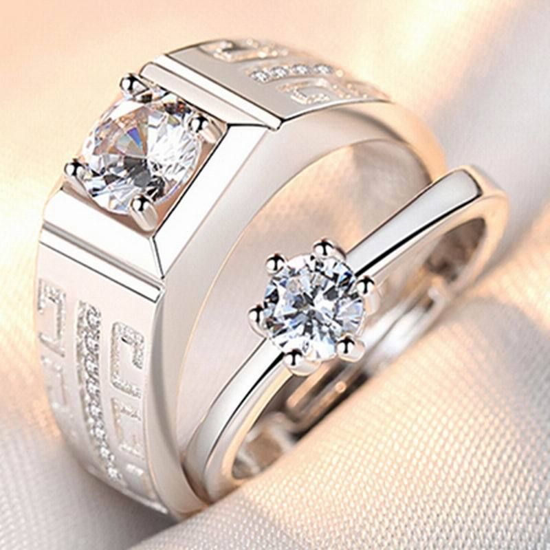 Paarring Weißgold Paarring Festivalschmuck Einfaches Valentinstags-Geburtstagsgeschenk_voghion.com