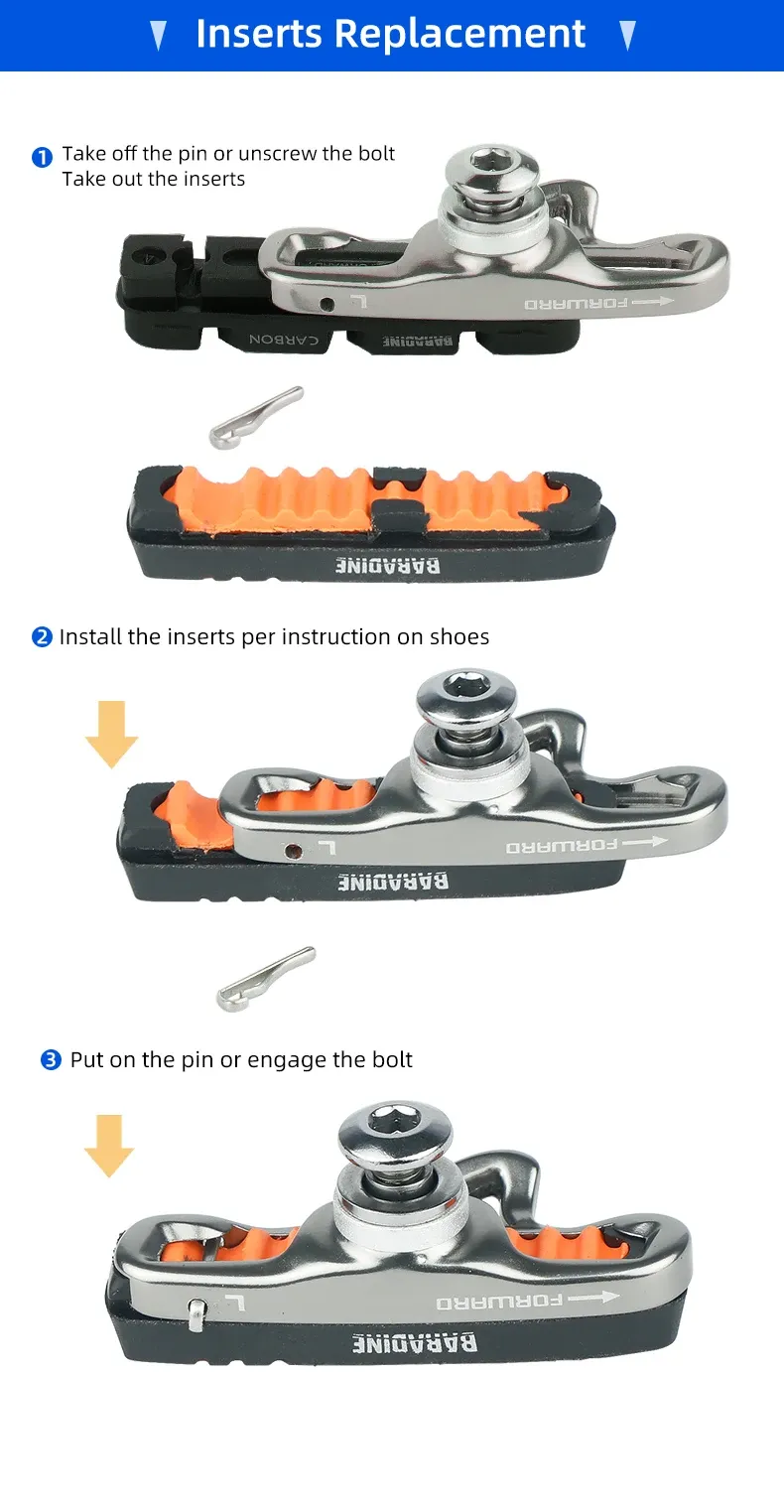 Baradine Anti-lock Tech metallfälgbelägg utbytbara ABS-stoppblock för racercykel BMX hopfällbar cykel V-broms sidobroms_voghion.com