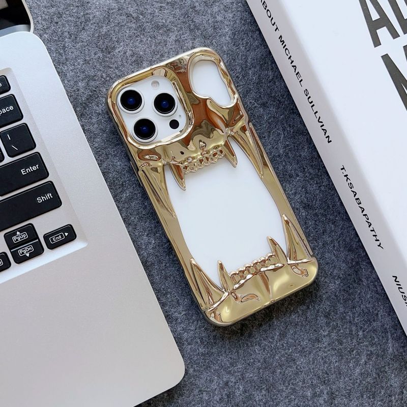New Electroplated Tiger Tooth For 16 Max Phone Case Ins Trend/14/15 Pro 3D 13 Heat Dissipation_voghion.com