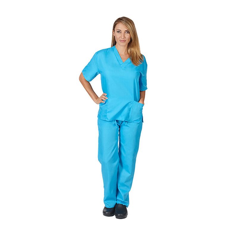 Vêtements pour femmes nouvelle couleur unie poche col en V uniforme de travail infirmier uniforme d'infirmière uniforme d'infirmière costume deux pièces femme_voghion.com