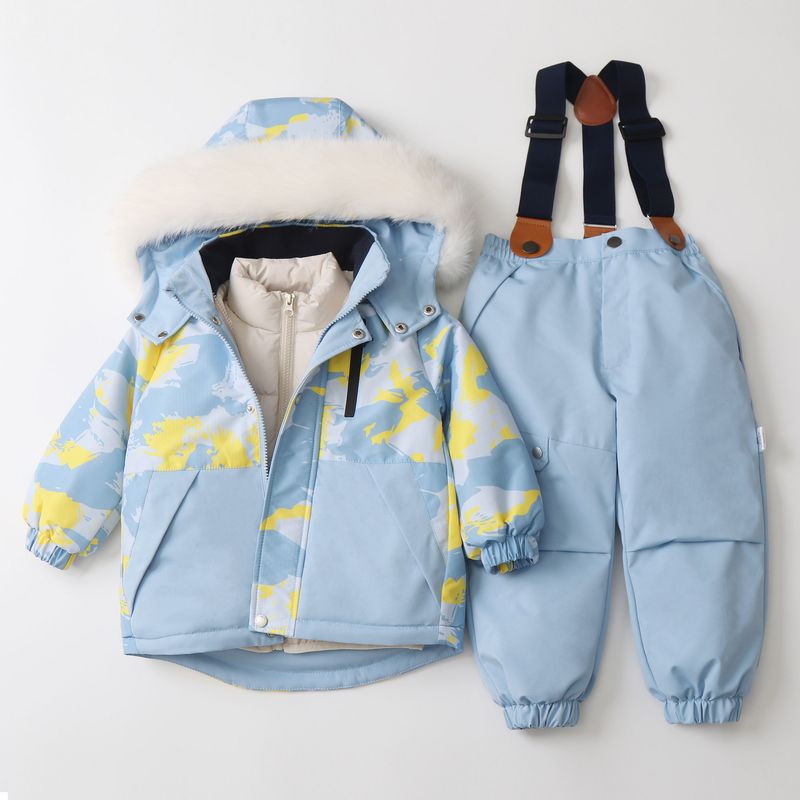 Kids' Waterproof Ski Suit Set – Insulated Winter Snowsuit With Detachable Hood (90-120cm) – Windproof 3-Piece Snow Outfit For Boys_voghion.com