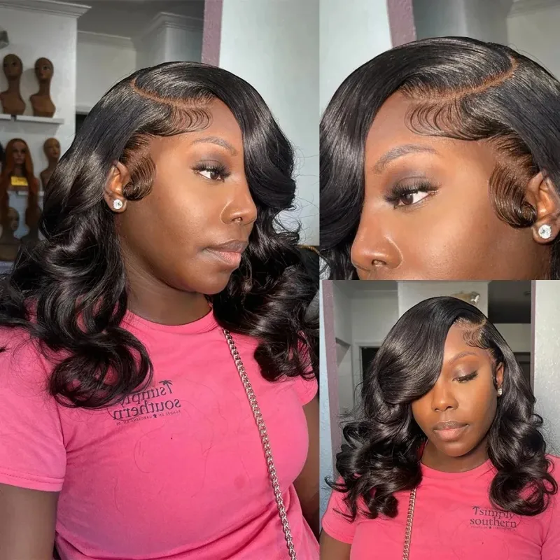 200 Densitet Bob Kropbølge HD Lace Front Ægte Hår Paryk Brasiliansk Remy Transparent Kort Lace Frontal Parykker Kvinder_voghion.com
