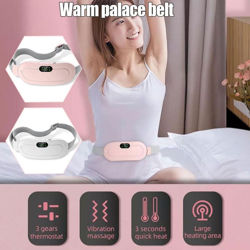 Cintura riscaldante uterina mestruale USB per donne, sollievo dal dolore alla pancia, cuscinetto riscaldante elettrico a 5 marce, vibrazione, addome, massaggiatore per la vita_voghion.com