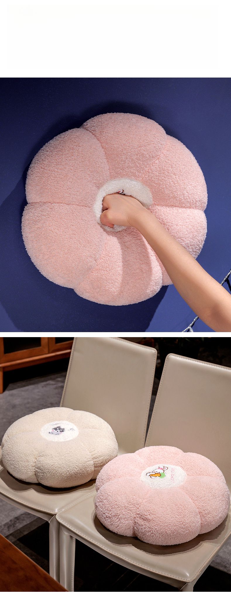 Floral Sofa Bay Window Thickened Floor Office Chair Cushion With Backrest Lumbar Pillow_voghion.com