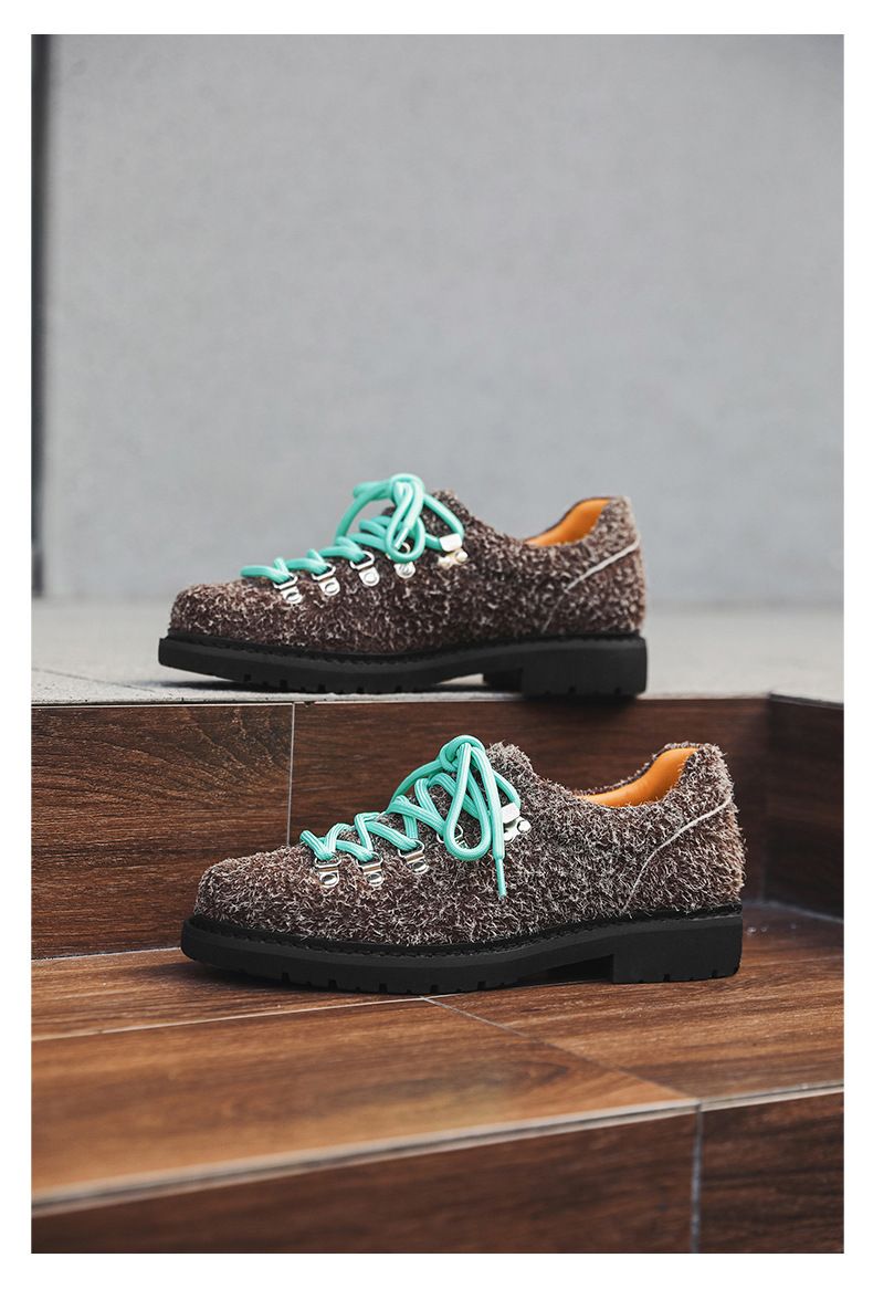 Men's Casual Streetwear Derby Shoes With Thick Sole & Color Blocking Design - Comfortable For Business & Outdoor Wear_voghion.com