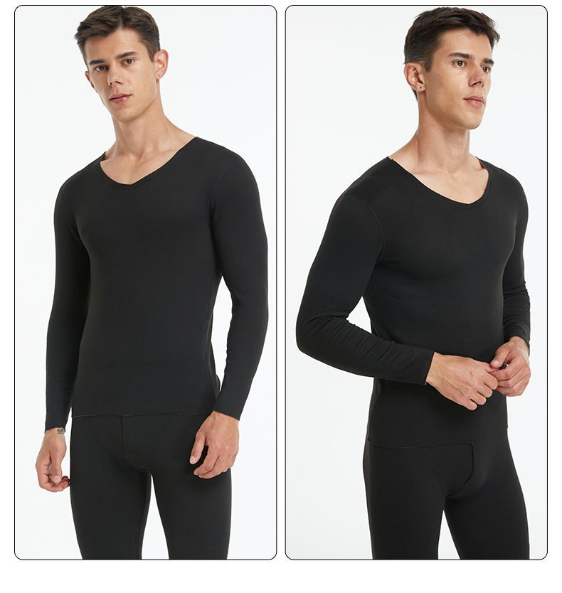 Me's Fleece-Lied Thickeed Brushed Thermal Patch Uderwear Wool Full Set Clothes Autum Pats Kee Pads Cold_voghion.com