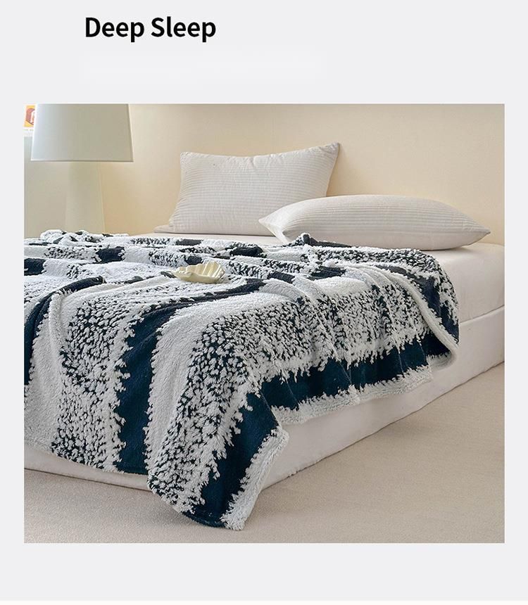 Coperta in velluto caldo per divano, ufficio, pisolino e notte, stile 2025, in jacquard cationico con fiocco di neve a righe_voghion.com