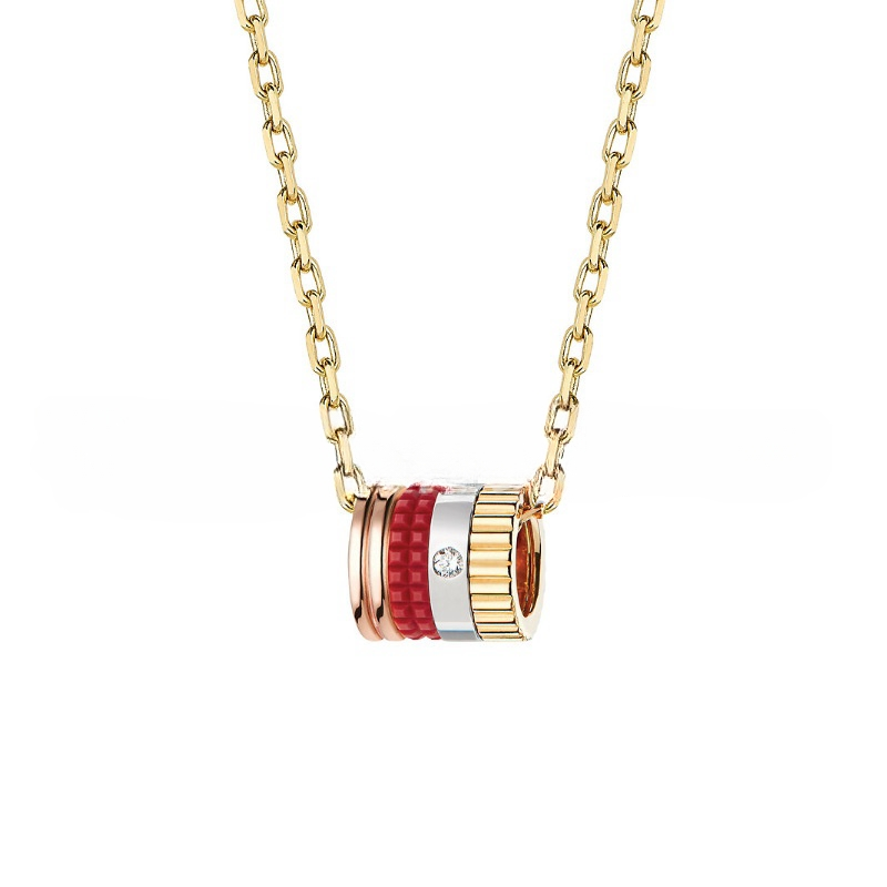 Designer's Couple High Luxury Fashion Trendy Cool New Gear Inlaid Diamond Ceramic Rotating V-Gold Color Separation Necklace INS Couple Necklace_voghion.com