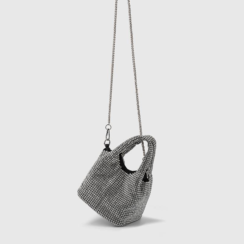 Bolsa clássica de strass para festa noturna feminina, bolsa com borla colorida de alta qualidade, bolsa com textura de diamante completo, bolsa de mão com cesta de vegetais_voghion.com