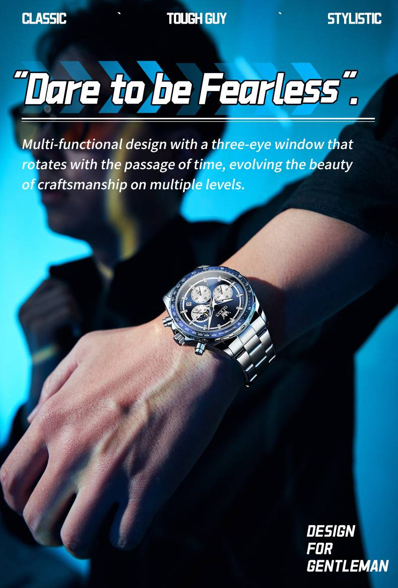 Montre à quartz pour homme classique multifonction pointeur lumineux étanche phase de lune date horloge montres-bracelets bracelet en acier_voghion.com