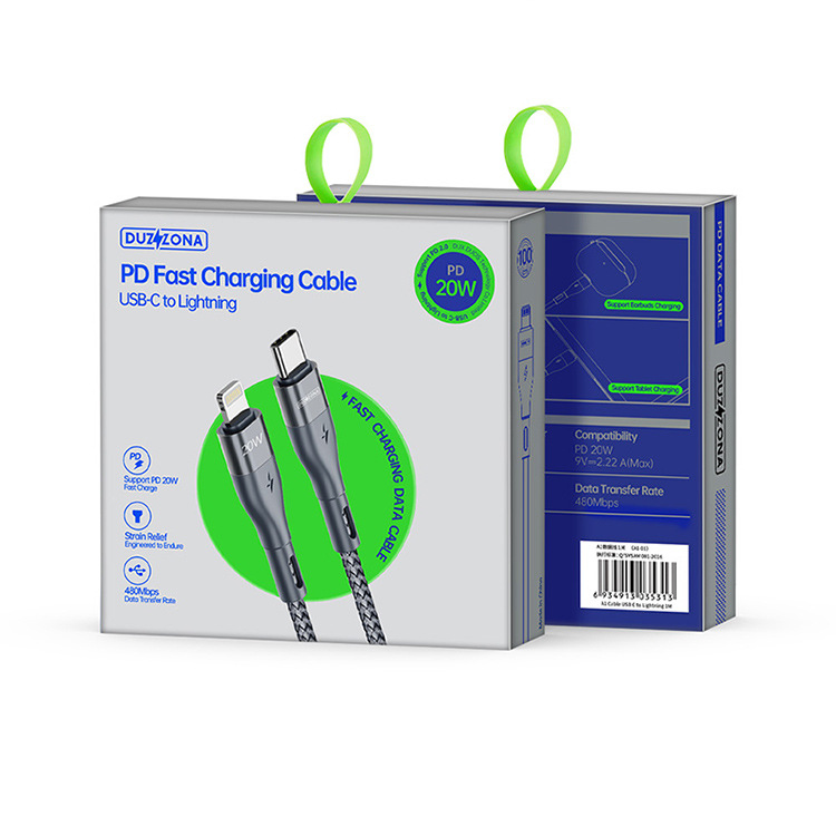 Nylon Braided PD20W Mobile Phone Fast Charging Cable Type-C Charging Cable For IPhone_voghion.com