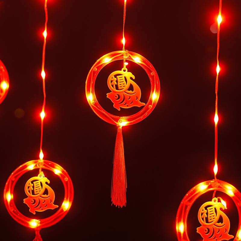 New Year LED String Lights - Red Lantern Decorations For Indoor/Outdoor, Window, Garden, Holiday & Festival Lighting (8 Modes, Plug-in/Solar)_voghion.com