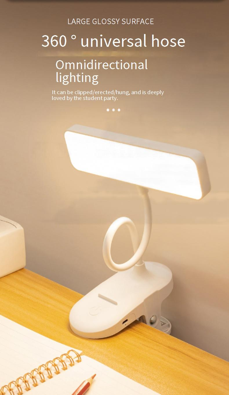 Luminária de mesa LED ajustável com clipe, 3 níveis de brilho e proteção para os olhos, luz de leitura portátil para estudo, quarto, escritório_voghion.com