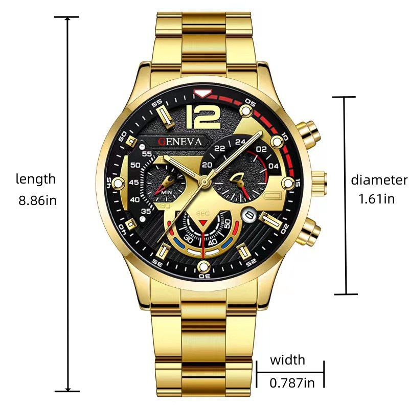Men's Sports Quartz Watch - Stainless Steel Band, Luminous Hands, Calendar Display, Non-Mechanical Wristwatch For Boys & Men_voghion.com