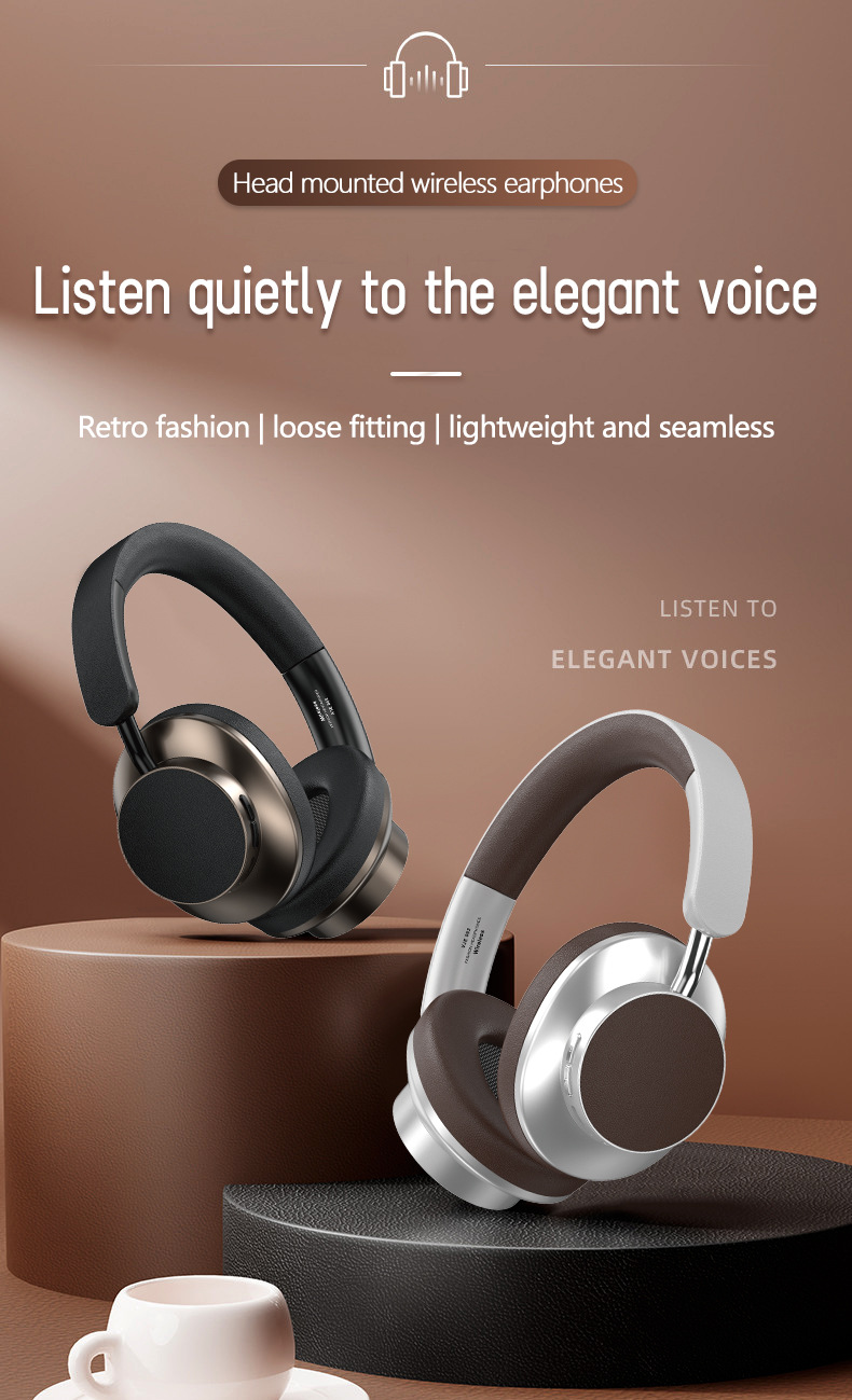 Wireless Retro Color Matching Headset Bluetooth Leather Painted Surface Sports Headset_voghion.com