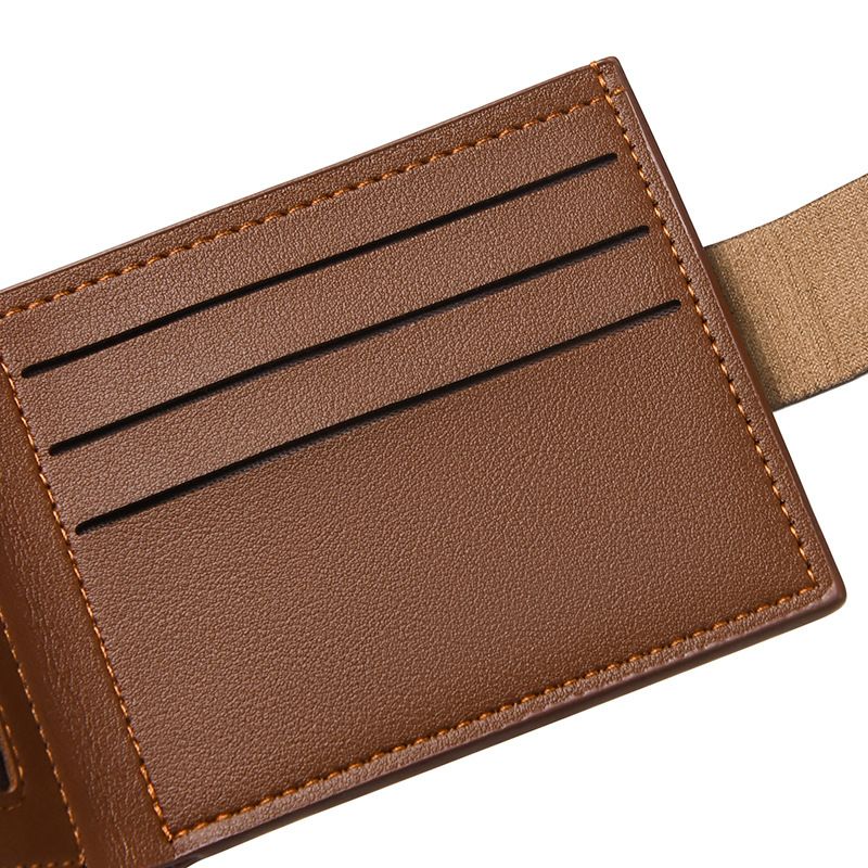 Men's Bags New Men's Short Wallet With Button Wallet High Value Leather No Logo Multi Card Slot Coin Wallet Men's Card Holder_voghion.com