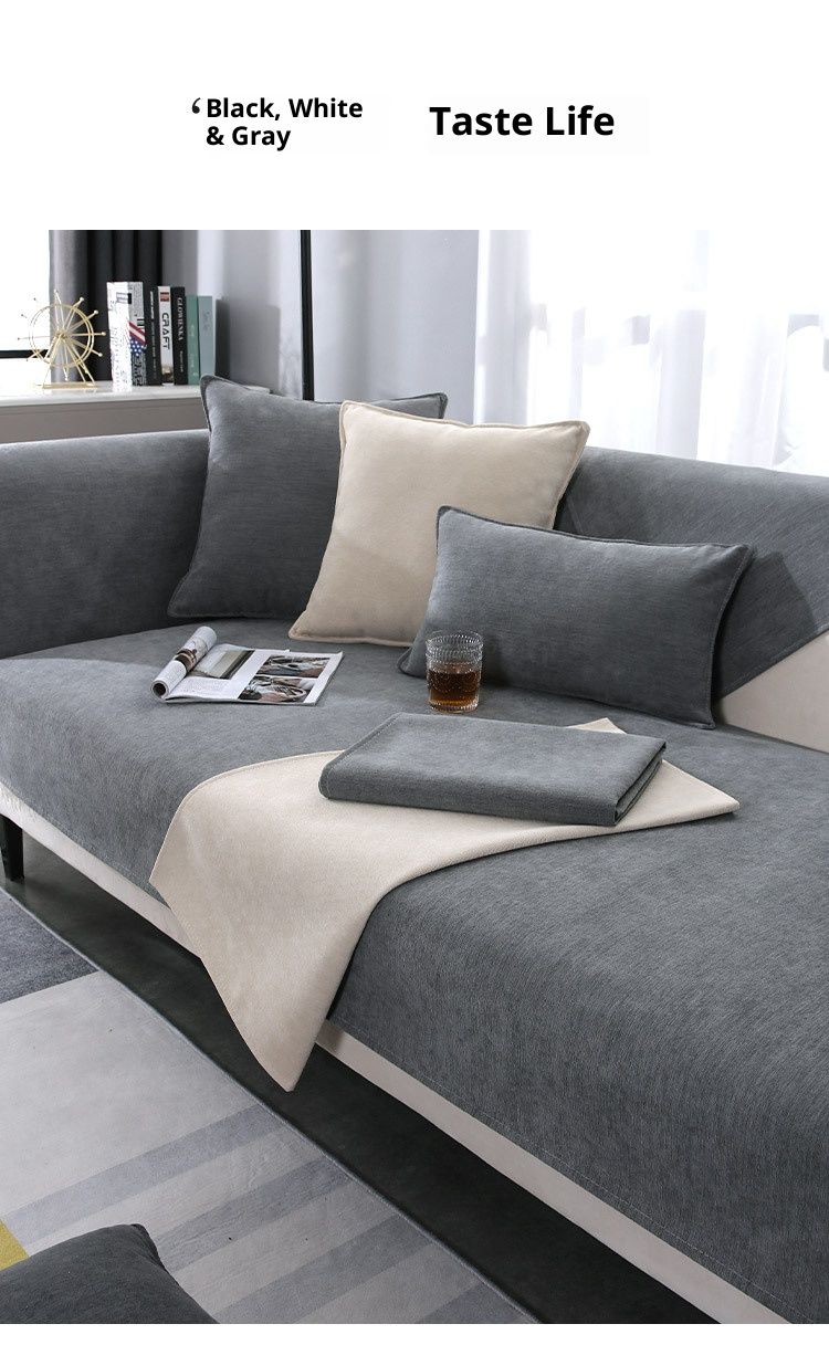 Premium-Sofakissenbezug-Set aus Chenille – individuell anpassbarer, rutschfester und moderner Schutz für Anbausofas_voghion.com