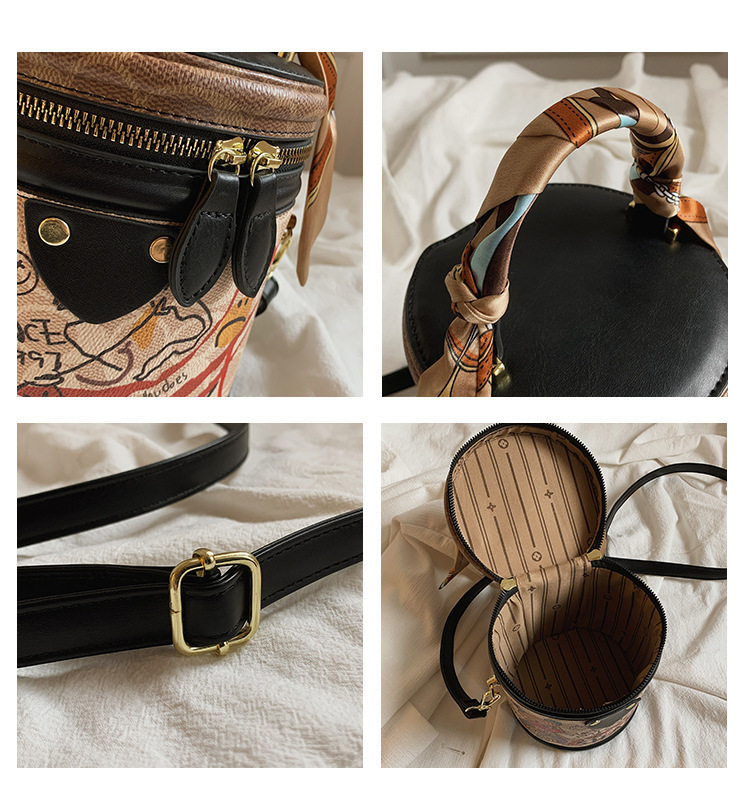 Graffiti bucket in 2024, new fashionable niche cylindrical bag, handheld one shoulder crossbody bag for women_voghion.com