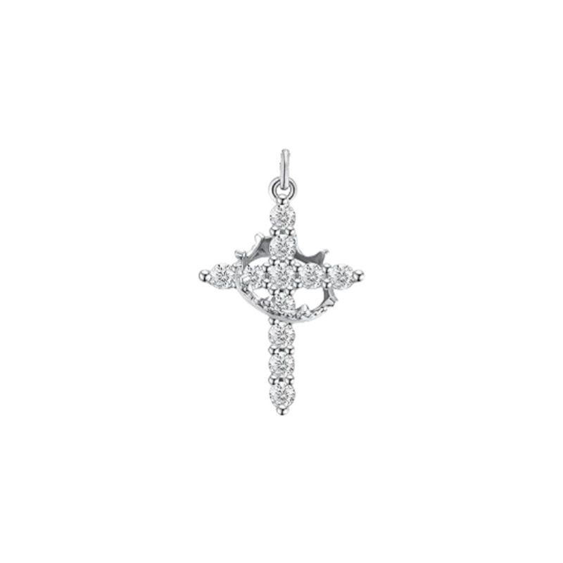 Collana semplice con corona placcata in oro 14 carati e croce per donna_voghion.com