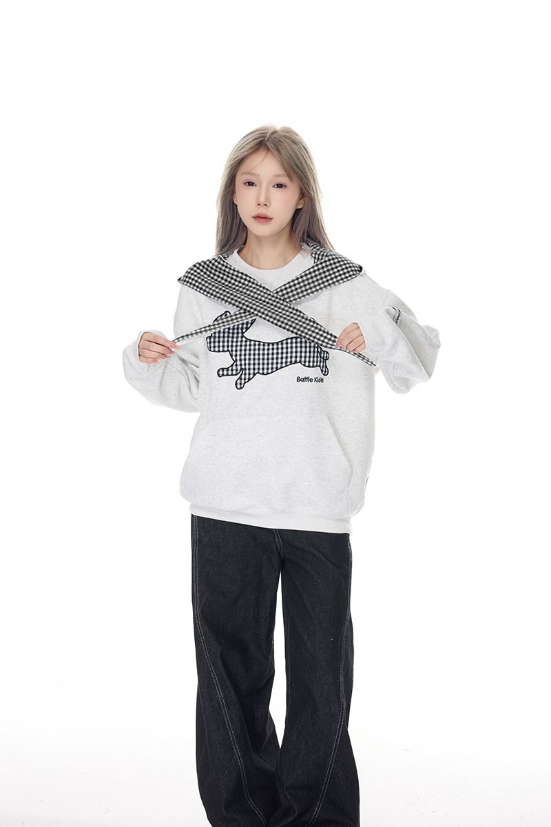 2025 New American College Puppy Stickerei Bogen Hoodie für Männer und Frauen Herbst Faul Stil Top_voghion.com
