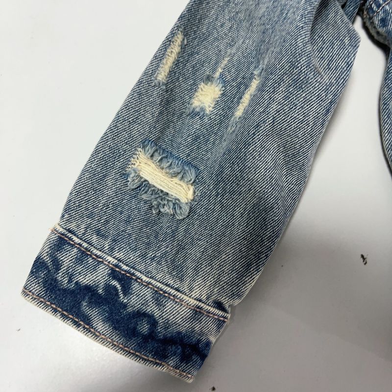 Giacca in denim vintage per bambini e adulti - Cappotto casual unisex in cotone con effetto consumato (100-160 cm)_voghion.com