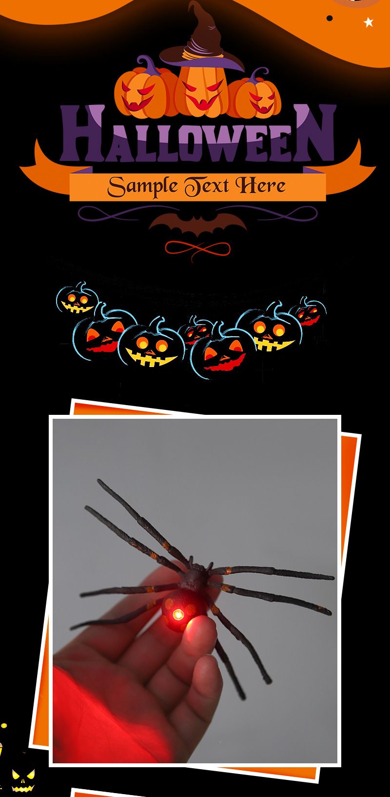 Glow-in-the-Dark Halloween Spider Prank Toy - Realistic LED Eye Plastic Spider For Scary Decorations & Party Pran_voghion.com