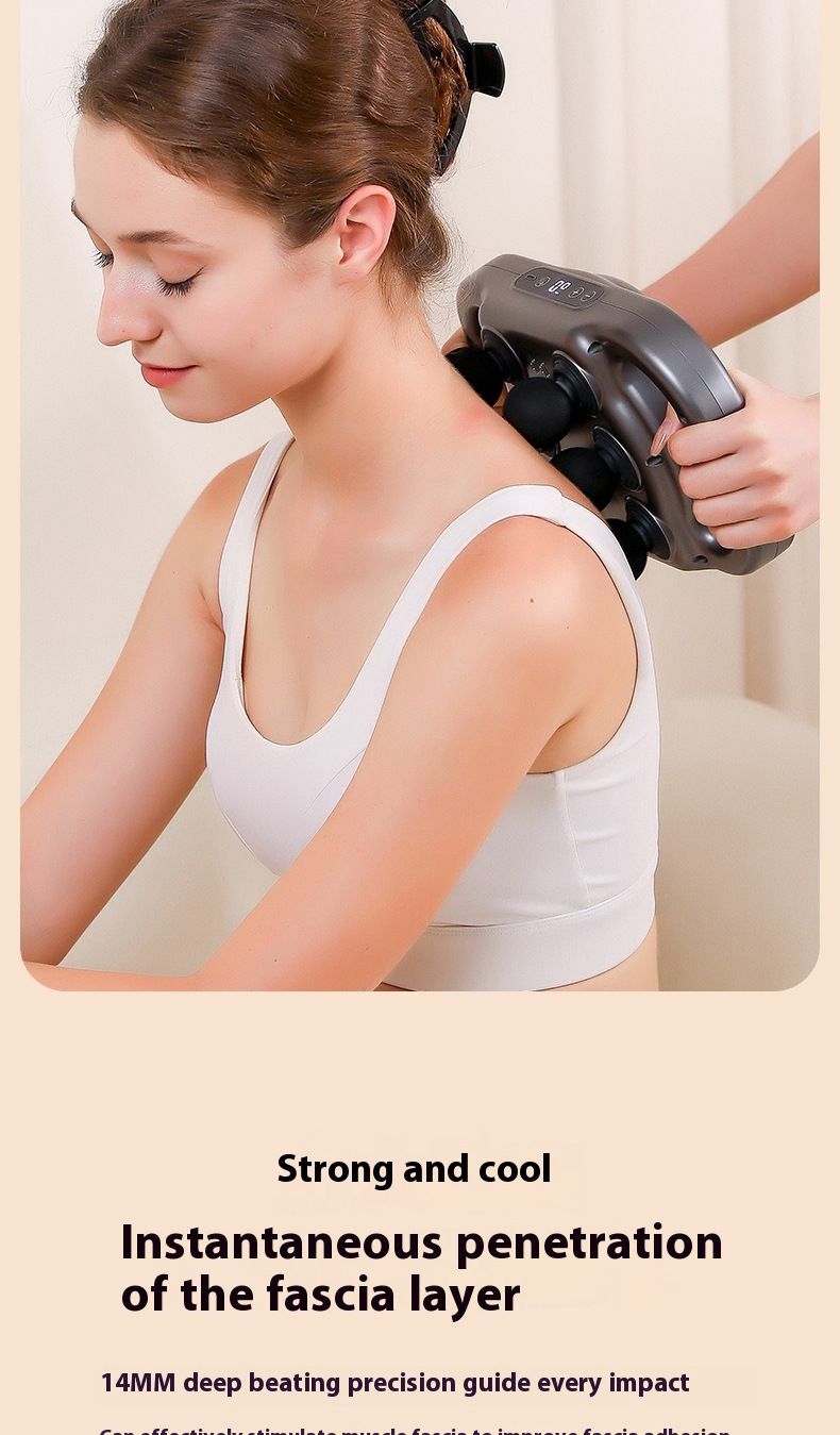 Rechargeable fascia gun Pro grade low back powerful vibration muscle relaxation massager six-head fascia gun_voghion.com