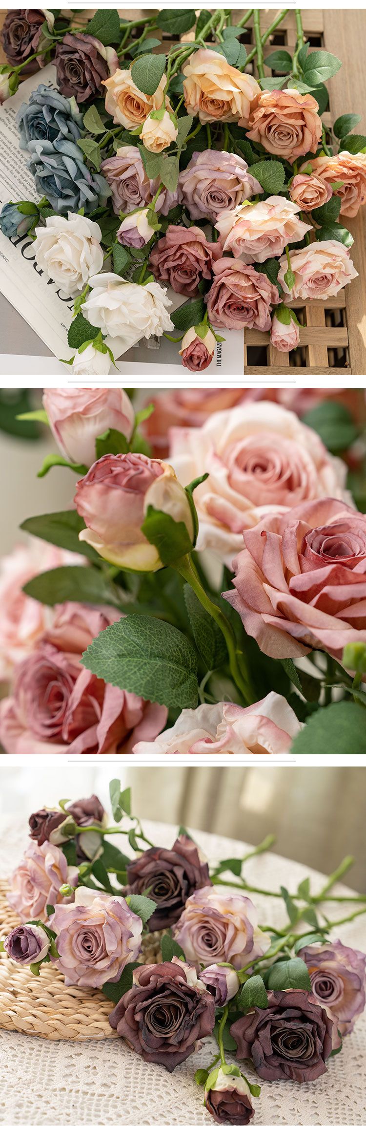 Party Supplies Artificial Flower Sujin Rose Single Rose Artificial Flower Home Decoration_voghion.com