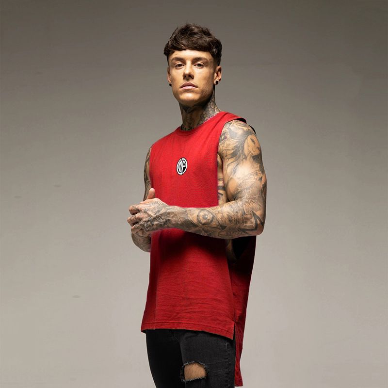 Muskel-Fitness-Tanktop aus Baumwolle, feuchtigkeitsableitend und atmungsaktiv, für Training, Basketball, lockere Sportarten, trendig, ärmellos_voghion.com