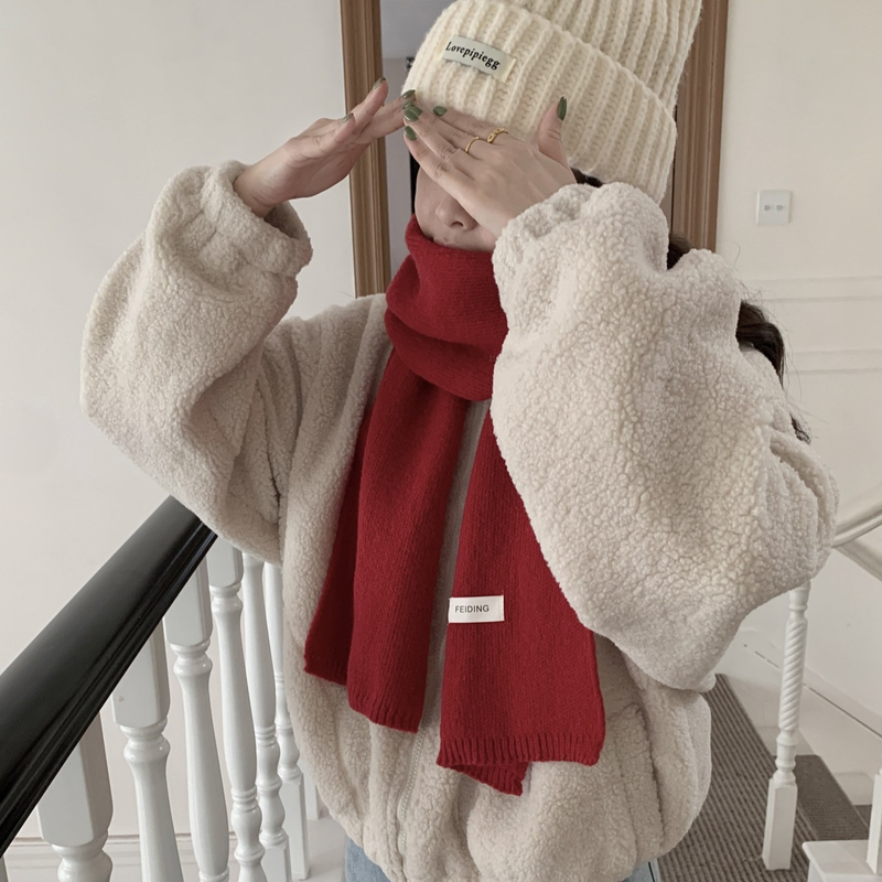 New Winter Women's Scarf Solid Color Soft Sticky Versatile Korean Couple Fashion Student Basic Knitted Warm Neck_voghion.com