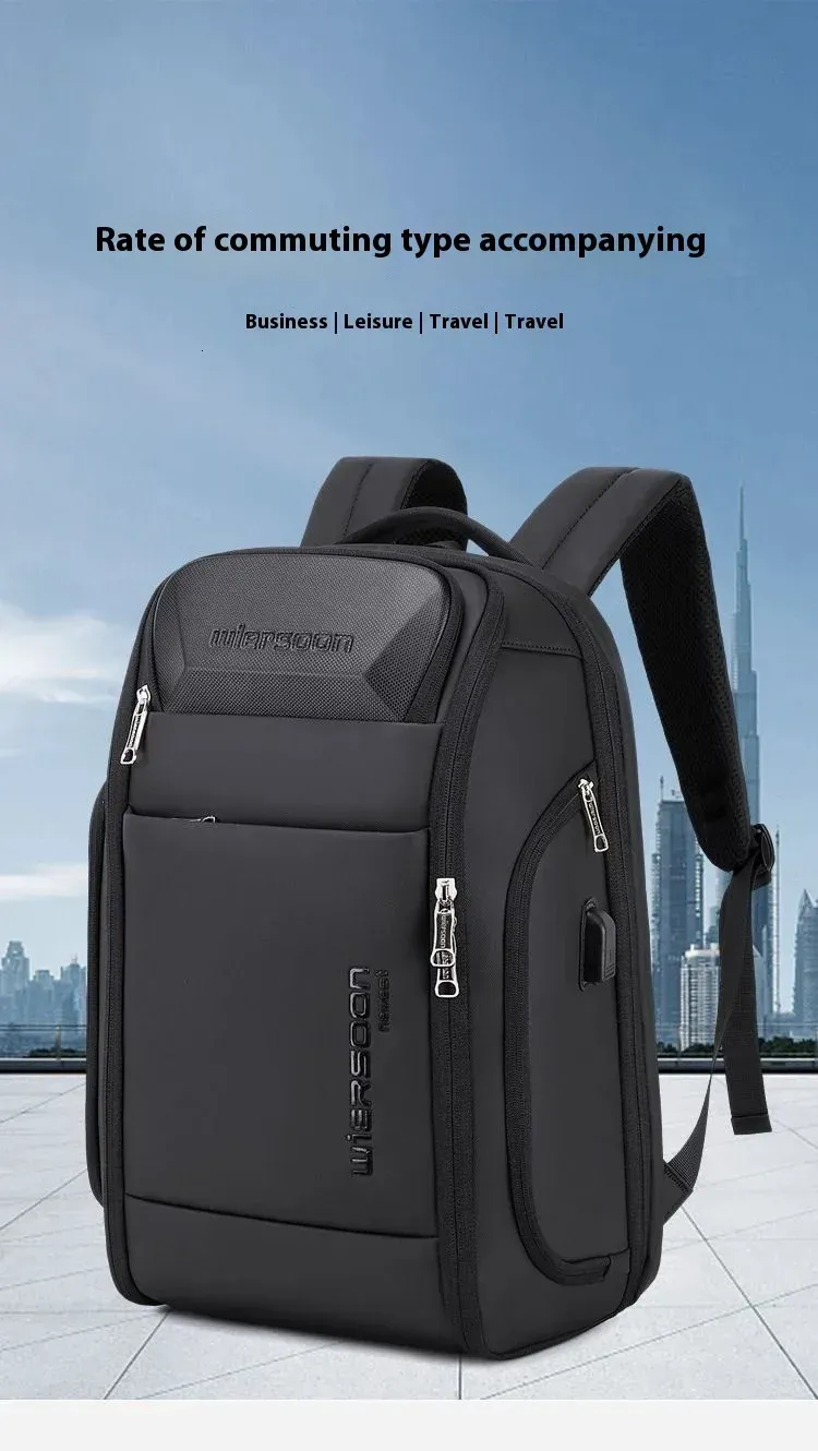 wiersoon For Men Waterproof Backpack Large Capacity Business Multifunctional Password Anti-theft Laptop Bag 250728_voghion.com