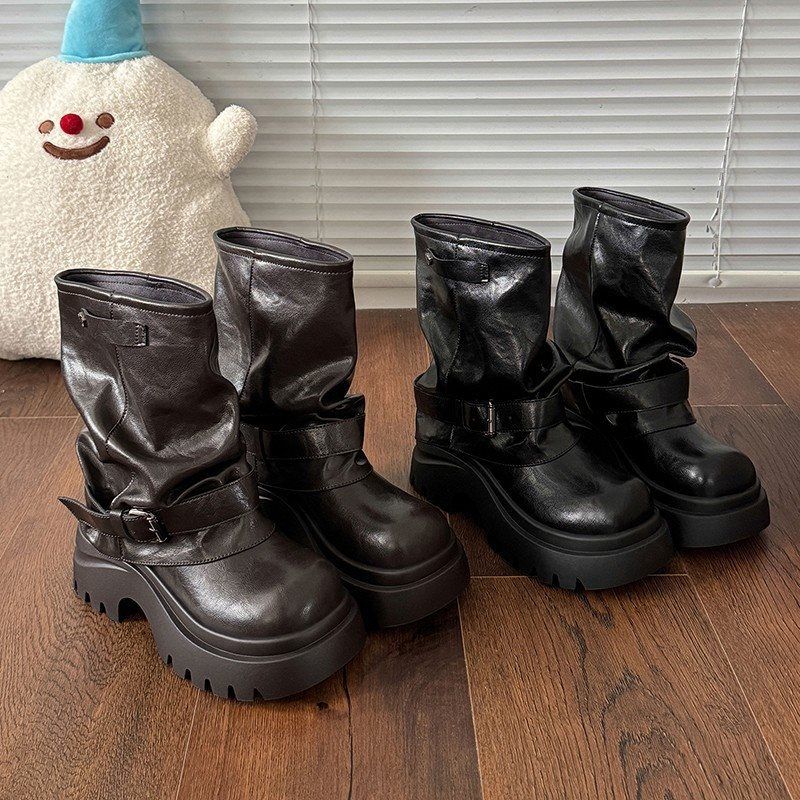 Höher werdende Jeans Pile 2025 Short Western Slim Martin Dicke Sohle Sommer Herbst Neue Stiefel für Frauen_voghion.com