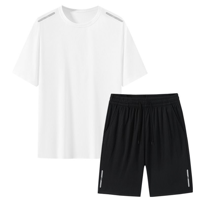 Ensemble de sport et de course à pied pour homme et femme, respirant, en soie glacée, tendance, pour l'été_voghion.com