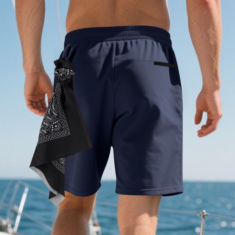 Sommer im amerikanischen Stil Neue Herren Casual Sports Buttoned Beach Solid Color Shorts_voghion.com
