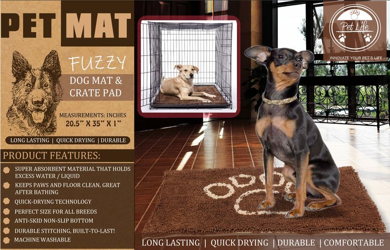 Pet Life 'Fuzzy' Quick-Drying Anti-Skid and Machine Washable Dog Mat_voghion.com