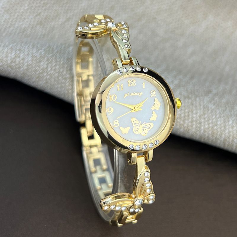 Damklockor Fjärilsinfattade diamanter Utsökt liten armbandsklocka Kreativ digital damkvartsklocka_voghion.com