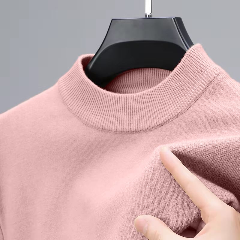 Halve Rollkragen Strickwaren Pullover Neue Herbst/Winter Mock Neck Sweatshirts Einfarbig Pullover Mann Marke Casual Heren Kleidung_voghion.com