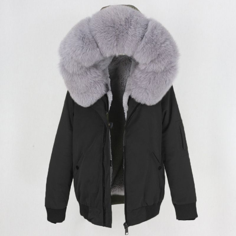 Women's Clothing New Style Parka With Thickened Artificial Fur Lining, Detachable Real Fur Large Fur Collar Jacket For Women_voghion.com