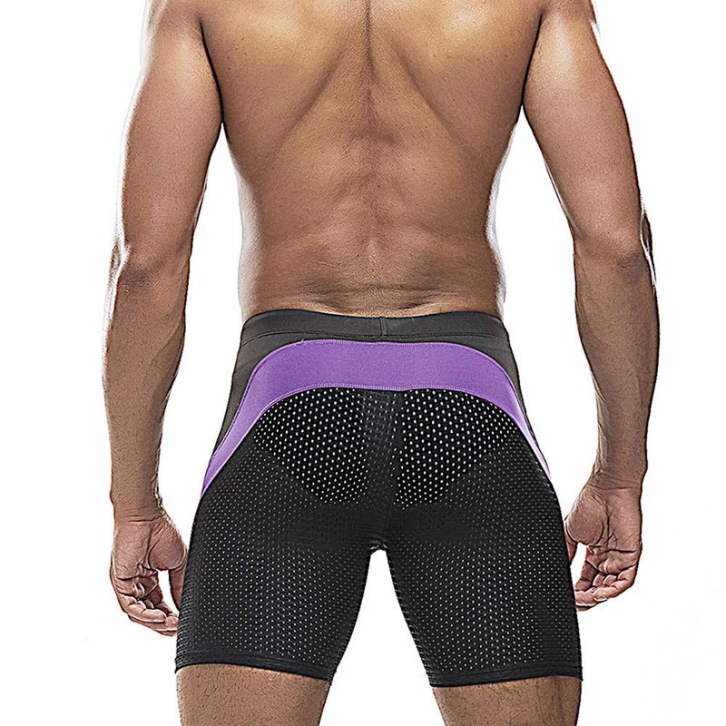 Maillot de bain mi-long UXH pour homme, coupe quatre-quarts, doublure intérieure triangulaire, maille nylon, résistant à l'eau, color-block professionnel_voghion.com
