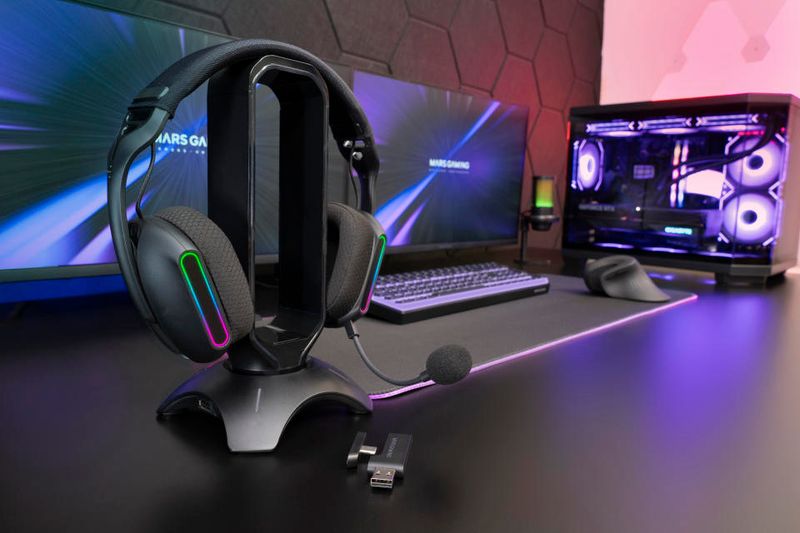 Mars MHW-PRO, ARGB Flow Wireless Gaming Headphones, 7.1 Surround 3D Sound, Bluetooth 5.3 2.4GHz + 3.5mm Jack, Ultralight_voghion.com