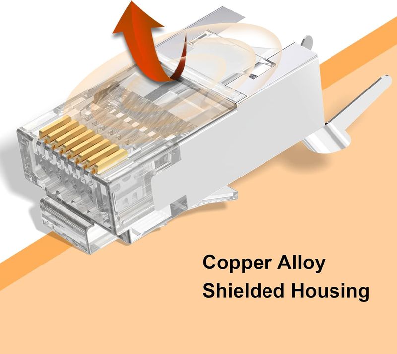 Connecteurs RJ45 blindés Catsh/CatshshA ZOERAX, lot de 10/30/50 pièces, fiches modulaires plaquées or 50 μ avec serre-câbles_voghion.com